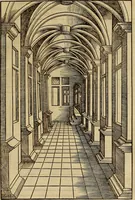 Picture 37 of 80 from Eyn schön nützlich Büchlin vnd Vnderweisung der Kunst des Messens mit dem Zirckel, Richtscheidt oder Linial : zu nutz allen Kunstliebhabern fürnemlich den Malern, Bildhawern, Goldschmiden, Seidenstikern, Steynmetzen, Scheinern auch allen Andern so sich der Kunst des Messens (Perspectiua zü latin gnant) zügebrauchen Lust haben : darin Man auch solche Kunst leichter dan ausz etzlichen hieuorgetruckten Büchern begreiffen vn lernen mag mit vil [i.e., 56] schönen darzü dienenden Figuren (1531), leaf 46