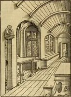 Picture 50 of 80 from Eyn schön nützlich Büchlin vnd Vnderweisung der Kunst des Messens mit dem Zirckel, Richtscheidt oder Linial : zu nutz allen Kunstliebhabern fürnemlich den Malern, Bildhawern, Goldschmiden, Seidenstikern, Steynmetzen, Scheinern auch allen Andern so sich der Kunst des Messens (Perspectiua zü latin gnant) zügebrauchen Lust haben : darin Man auch solche Kunst leichter dan ausz etzlichen hieuorgetruckten Büchern begreiffen vn lernen mag mit vil [i.e., 56] schönen darzü dienenden Figuren (1531), leaf 63