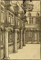 Picture 52 of 80 from Eyn schön nützlich Büchlin vnd Vnderweisung der Kunst des Messens mit dem Zirckel, Richtscheidt oder Linial : zu nutz allen Kunstliebhabern fürnemlich den Malern, Bildhawern, Goldschmiden, Seidenstikern, Steynmetzen, Scheinern auch allen Andern so sich der Kunst des Messens (Perspectiua zü latin gnant) zügebrauchen Lust haben : darin Man auch solche Kunst leichter dan ausz etzlichen hieuorgetruckten Büchern begreiffen vn lernen mag mit vil [i.e., 56] schönen darzü dienenden Figuren (1531), leaf 65