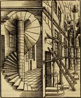 Picture 54 of 80 from Eyn schön nützlich Büchlin vnd Vnderweisung der Kunst des Messens mit dem Zirckel, Richtscheidt oder Linial : zu nutz allen Kunstliebhabern fürnemlich den Malern, Bildhawern, Goldschmiden, Seidenstikern, Steynmetzen, Scheinern auch allen Andern so sich der Kunst des Messens (Perspectiua zü latin gnant) zügebrauchen Lust haben : darin Man auch solche Kunst leichter dan ausz etzlichen hieuorgetruckten Büchern begreiffen vn lernen mag mit vil [i.e., 56] schönen darzü dienenden Figuren (1531), leaf 69