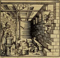 An illustration from Eyn schön nützlich Büchlin vnd Vnderweisung der Kunst des Messens mit dem Zirckel, Richtscheidt oder Linial : zu nutz allen Kunstliebhabern fürnemlich den Malern, Bildhawern, Goldschmiden, Seidenstikern, Steynmetzen, Scheinern auch allen Andern so sich der Kunst des Messens (Perspectiua zü latin gnant) zügebrauchen Lust haben : darin Man auch solche Kunst leichter dan ausz etzlichen hieuorgetruckten Büchern begreiffen vn lernen mag mit vil [i.e., 56] schönen darzü dienenden Figuren (1531)