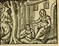 An illustration from Fabulæ Æsopi Graecè & Latinè, nunc denuo selectæ : eæ item, quas Avienus carmine expressit, accedit ranarum et murium pugna, Homero olim adscripta cum ... figuris .. (1660)