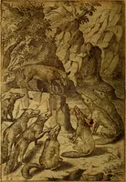 An illustration from Fabvlae centvm ex antiqvis avctoribvs delectae et a Gabriele Faerno Cremonensi carminibvs explicatae (1564)