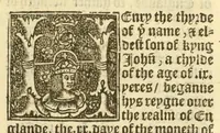 An illustration from Fabyans cronycle : newly prynted : wyth the cronycle, actes, and dedes done in the tyme of the reygne of the moste excellent prynce Kynge Henry the vii, father vnto our most drad souerayne lord Kynge Henry the viii (1533)