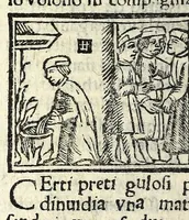 An illustration from Facetie, fabule, motti, del Piouano Arlotto prete fiorentino, huomo di grande ingegno : opera diletteuole vulgare in lingua toscha historiata con piu facetie agiõte nouamẽte stampate (1538)