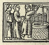 An illustration from Facetie, fabule, motti, del Piouano Arlotto prete fiorentino, huomo di grande ingegno : opera diletteuole vulgare in lingua toscha historiata con piu facetie agiõte nouamẽte stampate (1538)