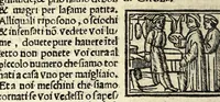 An illustration from Facetie, fabule, motti, del Piouano Arlotto prete fiorentino, huomo di grande ingegno : opera diletteuole vulgare in lingua toscha historiata con piu facetie agiõte nouamẽte stampate (1538)
