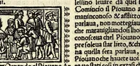 An illustration from Facetie, fabule, motti, del Piouano Arlotto prete fiorentino, huomo di grande ingegno : opera diletteuole vulgare in lingua toscha historiata con piu facetie agiõte nouamẽte stampate (1538)