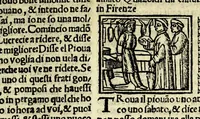 An illustration from Facetie, fabule, motti, del Piouano Arlotto prete fiorentino, huomo di grande ingegno : opera diletteuole vulgare in lingua toscha historiata con piu facetie agiõte nouamẽte stampate (1538)