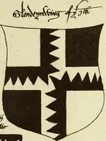 An illustration from Fac simile of an ancient heraldic manuscript (1822)