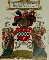 An illustration from Fac simile of an ancient heraldic manuscipt : emblazoned by Sir David Lyndsay of the Mount. Lyon king of armes 1542 (1878)