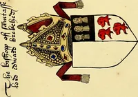 An illustration from Fac simile of a contemporary roll with the names and the arms of the sovereign and of the spiritual and temporal peers who sat in Parliament held at Westminster on the 5th of February in the sixth year of the reign of King Henry the Eighth, anno domini, 1515, in the possession of Thomas Willement (1829)