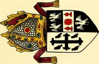 An illustration from Fac simile of a contemporary roll with the names and the arms of the sovereign and of the spiritual and temporal peers who sat in Parliament held at Westminster on the 5th of February in the sixth year of the reign of King Henry the Eighth, anno domini, 1515, in the possession of Thomas Willement (1829)