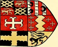 An illustration from Fac simile of a contemporary roll with the names and the arms of the sovereign and of the spiritual and temporal peers who sat in Parliament held at Westminster on the 5th of February in the sixth year of the reign of King Henry the Eighth, anno domini, 1515, in the possession of Thomas Willement (1829)