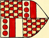 An illustration from Fac simile of a contemporary roll with the names and the arms of the sovereign and of the spiritual and temporal peers who sat in Parliament held at Westminster on the 5th of February in the sixth year of the reign of King Henry the Eighth, anno domini, 1515, in the possession of Thomas Willement (1829)