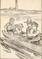 An illustration from Fairview boys at Light-house Cove, or, Carried out to sea (1914)