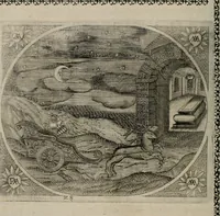 An illustration from Fama postuma, de virtutibus heroicis : quibus serenissima princeps ac domina D. Maria Archidux Austriae, Rheni Palatina vtriusque Bauariae Dux, et serenissimi quondam principis ac domini D. Caroli Archducis Austriae, Burgundiae, Styriae, Carinthiae, Carniolae Ducis Coniux, postea vidua augustam memoriae semper foelicis immortalitatem viuens moriens meruit (1609)