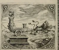 An illustration from Fama postuma, de virtutibus heroicis : quibus serenissima princeps ac domina D. Maria Archidux Austriae, Rheni Palatina vtriusque Bauariae Dux, et serenissimi quondam principis ac domini D. Caroli Archducis Austriae, Burgundiae, Styriae, Carinthiae, Carniolae Ducis Coniux, postea vidua augustam memoriae semper foelicis immortalitatem viuens moriens meruit (1609)