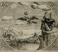 An illustration from Fama postuma, de virtutibus heroicis : quibus serenissima princeps ac domina D. Maria Archidux Austriae, Rheni Palatina vtriusque Bauariae Dux, et serenissimi quondam principis ac domini D. Caroli Archducis Austriae, Burgundiae, Styriae, Carinthiae, Carniolae Ducis Coniux, postea vidua augustam memoriae semper foelicis immortalitatem viuens moriens meruit (1609)