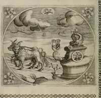 An illustration from Fama postuma, de virtutibus heroicis : quibus serenissima princeps ac domina D. Maria Archidux Austriae, Rheni Palatina vtriusque Bauariae Dux, et serenissimi quondam principis ac domini D. Caroli Archducis Austriae, Burgundiae, Styriae, Carinthiae, Carniolae Ducis Coniux, postea vidua augustam memoriae semper foelicis immortalitatem viuens moriens meruit (1609)