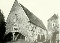 An illustration from Farm houses, manor houses, minor chateaux and small churches : from the eleventh to the sixteenth centuries, in Normandy, Brittany and other parts of France (1917)