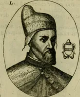 An illustration from Fasti ducales ab Anafesto I. ad Silvestrum Valerium Venetorum ducem : cum eorum iconibus, insignibus, nummismatibus publicis, & privatis aere sculptis : inscriptionibus ex aula M. Consilii, ac sepulchralibus : adiectae sunt adnotationes, ad vitam cuiusque principis, rerum, quae omissae fuerant (1696)