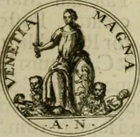 An illustration from Fasti ducales ab Anafesto I. ad Silvestrum Valerium Venetorum ducem : cum eorum iconibus, insignibus, nummismatibus publicis, & privatis aere sculptis : inscriptionibus ex aula M. Consilii, ac sepulchralibus : adiectae sunt adnotationes, ad vitam cuiusque principis, rerum, quae omissae fuerant (1696)