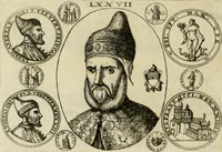 An illustration from Fasti ducales ab Anafesto I. ad Silvestrum Valerium Venetorum ducem : cum eorum iconibus, insignibus, nummismatibus publicis, & privatis aere sculptis : inscriptionibus ex aula M. Consilii, ac sepulchralibus : adiectae sunt adnotationes, ad vitam cuiusque principis, rerum, quae omissae fuerant (1696)