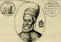 An illustration from Fasti ducales ab Anafesto I. ad Silvestrum Valerium Venetorum ducem : cum eorum iconibus, insignibus, nummismatibus publicis, & privatis aere sculptis : inscriptionibus ex aula M. Consilii, ac sepulchralibus : adiectae sunt adnotationes, ad vitam cuiusque principis, rerum, quae omissae fuerant (1696)