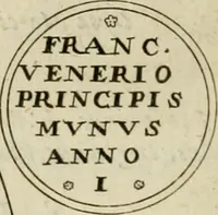 An illustration from Fasti ducales ab Anafesto I. ad Silvestrum Valerium Venetorum ducem : cum eorum iconibus, insignibus, nummismatibus publicis, & privatis aere sculptis : inscriptionibus ex aula M. Consilii, ac sepulchralibus : adiectae sunt adnotationes, ad vitam cuiusque principis, rerum, quae omissae fuerant (1696)