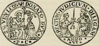 An illustration from Fasti ducales ab Anafesto I. ad Silvestrum Valerium Venetorum ducem : cum eorum iconibus, insignibus, nummismatibus publicis, & privatis aere sculptis : inscriptionibus ex aula M. Consilii, ac sepulchralibus : adiectae sunt adnotationes, ad vitam cuiusque principis, rerum, quae omissae fuerant (1696)