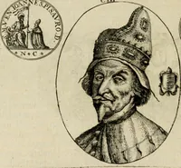 An illustration from Fasti ducales ab Anafesto I. ad Silvestrum Valerium Venetorum ducem : cum eorum iconibus, insignibus, nummismatibus publicis, & privatis aere sculptis : inscriptionibus ex aula M. Consilii, ac sepulchralibus : adiectae sunt adnotationes, ad vitam cuiusque principis, rerum, quae omissae fuerant (1696)