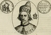 An illustration from Fasti ducales ab Anafesto I. ad Silvestrum Valerium Venetorum ducem : cum eorum iconibus, insignibus, nummismatibus publicis, & privatis aere sculptis : inscriptionibus ex aula M. Consilii, ac sepulchralibus : adiectae sunt adnotationes, ad vitam cuiusque principis, rerum, quae omissae fuerant (1696)