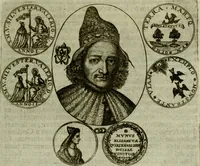 An illustration from Fasti ducales ab Anafesto I. ad Silvestrum Valerium Venetorum ducem : cum eorum iconibus, insignibus, nummismatibus publicis, & privatis aere sculptis : inscriptionibus ex aula M. Consilii, ac sepulchralibus : adiectae sunt adnotationes, ad vitam cuiusque principis, rerum, quae omissae fuerant (1696)