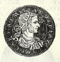 An illustration from Fasti et trivmphi Rom. a Romvlo rege vsqve ad Carolvm V. Caes. Aug., sive, Epitome regum, consulum, dictatorum, magistror. equitum, tribunorum militum consulari potestate, censorum, impp. & aliorum magistratuum Roman. cum orientalium tum occidentalium, ex antiquitatum monumentis maxima cum fide ac diligentia desumpta (1557)