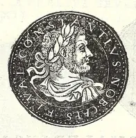 An illustration from Fasti et trivmphi Rom. a Romvlo rege vsqve ad Carolvm V. Caes. Aug., sive, Epitome regum, consulum, dictatorum, magistror. equitum, tribunorum militum consulari potestate, censorum, impp. & aliorum magistratuum Roman. cum orientalium tum occidentalium, ex antiquitatum monumentis maxima cum fide ac diligentia desumpta (1557)