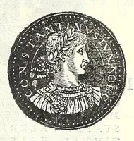 An illustration from Fasti et trivmphi Rom. a Romvlo rege vsqve ad Carolvm V. Caes. Aug., sive, Epitome regum, consulum, dictatorum, magistror. equitum, tribunorum militum consulari potestate, censorum, impp. & aliorum magistratuum Roman. cum orientalium tum occidentalium, ex antiquitatum monumentis maxima cum fide ac diligentia desumpta (1557)