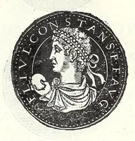 An illustration from Fasti et trivmphi Rom. a Romvlo rege vsqve ad Carolvm V. Caes. Aug., sive, Epitome regum, consulum, dictatorum, magistror. equitum, tribunorum militum consulari potestate, censorum, impp. & aliorum magistratuum Roman. cum orientalium tum occidentalium, ex antiquitatum monumentis maxima cum fide ac diligentia desumpta (1557)