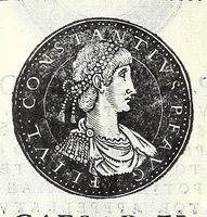 An illustration from Fasti et trivmphi Rom. a Romvlo rege vsqve ad Carolvm V. Caes. Aug., sive, Epitome regum, consulum, dictatorum, magistror. equitum, tribunorum militum consulari potestate, censorum, impp. & aliorum magistratuum Roman. cum orientalium tum occidentalium, ex antiquitatum monumentis maxima cum fide ac diligentia desumpta (1557)