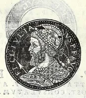 An illustration from Fasti et trivmphi Rom. a Romvlo rege vsqve ad Carolvm V. Caes. Aug., sive, Epitome regum, consulum, dictatorum, magistror. equitum, tribunorum militum consulari potestate, censorum, impp. & aliorum magistratuum Roman. cum orientalium tum occidentalium, ex antiquitatum monumentis maxima cum fide ac diligentia desumpta (1557)
