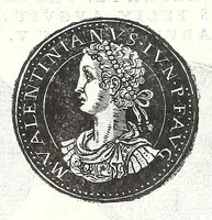 An illustration from Fasti et trivmphi Rom. a Romvlo rege vsqve ad Carolvm V. Caes. Aug., sive, Epitome regum, consulum, dictatorum, magistror. equitum, tribunorum militum consulari potestate, censorum, impp. & aliorum magistratuum Roman. cum orientalium tum occidentalium, ex antiquitatum monumentis maxima cum fide ac diligentia desumpta (1557)