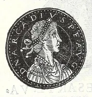 An illustration from Fasti et trivmphi Rom. a Romvlo rege vsqve ad Carolvm V. Caes. Aug., sive, Epitome regum, consulum, dictatorum, magistror. equitum, tribunorum militum consulari potestate, censorum, impp. & aliorum magistratuum Roman. cum orientalium tum occidentalium, ex antiquitatum monumentis maxima cum fide ac diligentia desumpta (1557)