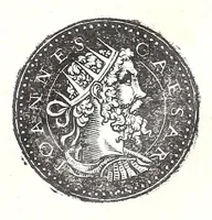 An illustration from Fasti et trivmphi Rom. a Romvlo rege vsqve ad Carolvm V. Caes. Aug., sive, Epitome regum, consulum, dictatorum, magistror. equitum, tribunorum militum consulari potestate, censorum, impp. & aliorum magistratuum Roman. cum orientalium tum occidentalium, ex antiquitatum monumentis maxima cum fide ac diligentia desumpta (1557)