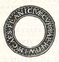 An illustration from Fasti et trivmphi Rom. a Romvlo rege vsqve ad Carolvm V. Caes. Aug., sive, Epitome regum, consulum, dictatorum, magistror. equitum, tribunorum militum consulari potestate, censorum, impp. & aliorum magistratuum Roman. cum orientalium tum occidentalium, ex antiquitatum monumentis maxima cum fide ac diligentia desumpta (1557)