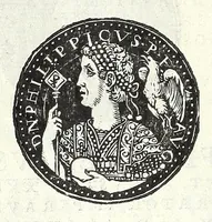 An illustration from Fasti et trivmphi Rom. a Romvlo rege vsqve ad Carolvm V. Caes. Aug., sive, Epitome regum, consulum, dictatorum, magistror. equitum, tribunorum militum consulari potestate, censorum, impp. & aliorum magistratuum Roman. cum orientalium tum occidentalium, ex antiquitatum monumentis maxima cum fide ac diligentia desumpta (1557)