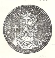An illustration from Fasti et trivmphi Rom. a Romvlo rege vsqve ad Carolvm V. Caes. Aug., sive, Epitome regum, consulum, dictatorum, magistror. equitum, tribunorum militum consulari potestate, censorum, impp. & aliorum magistratuum Roman. cum orientalium tum occidentalium, ex antiquitatum monumentis maxima cum fide ac diligentia desumpta (1557)