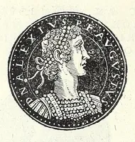 An illustration from Fasti et trivmphi Rom. a Romvlo rege vsqve ad Carolvm V. Caes. Aug., sive, Epitome regum, consulum, dictatorum, magistror. equitum, tribunorum militum consulari potestate, censorum, impp. & aliorum magistratuum Roman. cum orientalium tum occidentalium, ex antiquitatum monumentis maxima cum fide ac diligentia desumpta (1557)