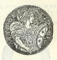 An illustration from Fasti et trivmphi Rom. a Romvlo rege vsqve ad Carolvm V. Caes. Aug., sive, Epitome regum, consulum, dictatorum, magistror. equitum, tribunorum militum consulari potestate, censorum, impp. & aliorum magistratuum Roman. cum orientalium tum occidentalium, ex antiquitatum monumentis maxima cum fide ac diligentia desumpta (1557)