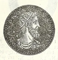 An illustration from Fasti et trivmphi Rom. a Romvlo rege vsqve ad Carolvm V. Caes. Aug., sive, Epitome regum, consulum, dictatorum, magistror. equitum, tribunorum militum consulari potestate, censorum, impp. & aliorum magistratuum Roman. cum orientalium tum occidentalium, ex antiquitatum monumentis maxima cum fide ac diligentia desumpta (1557)