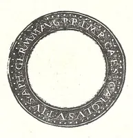 An illustration from Fasti et trivmphi Rom. a Romvlo rege vsqve ad Carolvm V. Caes. Aug., sive, Epitome regum, consulum, dictatorum, magistror. equitum, tribunorum militum consulari potestate, censorum, impp. & aliorum magistratuum Roman. cum orientalium tum occidentalium, ex antiquitatum monumentis maxima cum fide ac diligentia desumpta (1557)